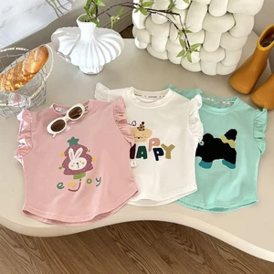 Áo Thun Cotton Trẻ Em Gái Tay Nhún Bèo Mềm Mại Thoáng Mát Mùa Hè ✨Luyoo25.vn✨