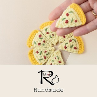 Kẹp tóc hình bánh pizza hải sản độc đáo cho nữ và bé gái 4.5cm |Cặp tóc len cute|Shop Rô Handmade