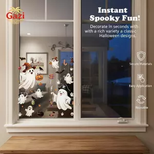 Đề Can Cửa Sổ Halloween Ma Dễ Thương 1 / 2 Tờ Có Thể Tháo Rời Không Có Dư Lượng In Sinh Động Để Trang Trí Tiệc Trường Học Tại Nhà [VN]