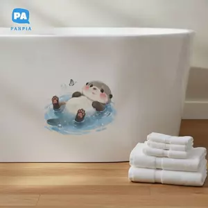 Bình vệ sinh Otter ngộ nghĩnh Stier Ocean Wave Vinyl Decal Nghệ thuật treo tường chống thấm nước tự dính để trang trí phòng tắm Nhà vệ sinh VN