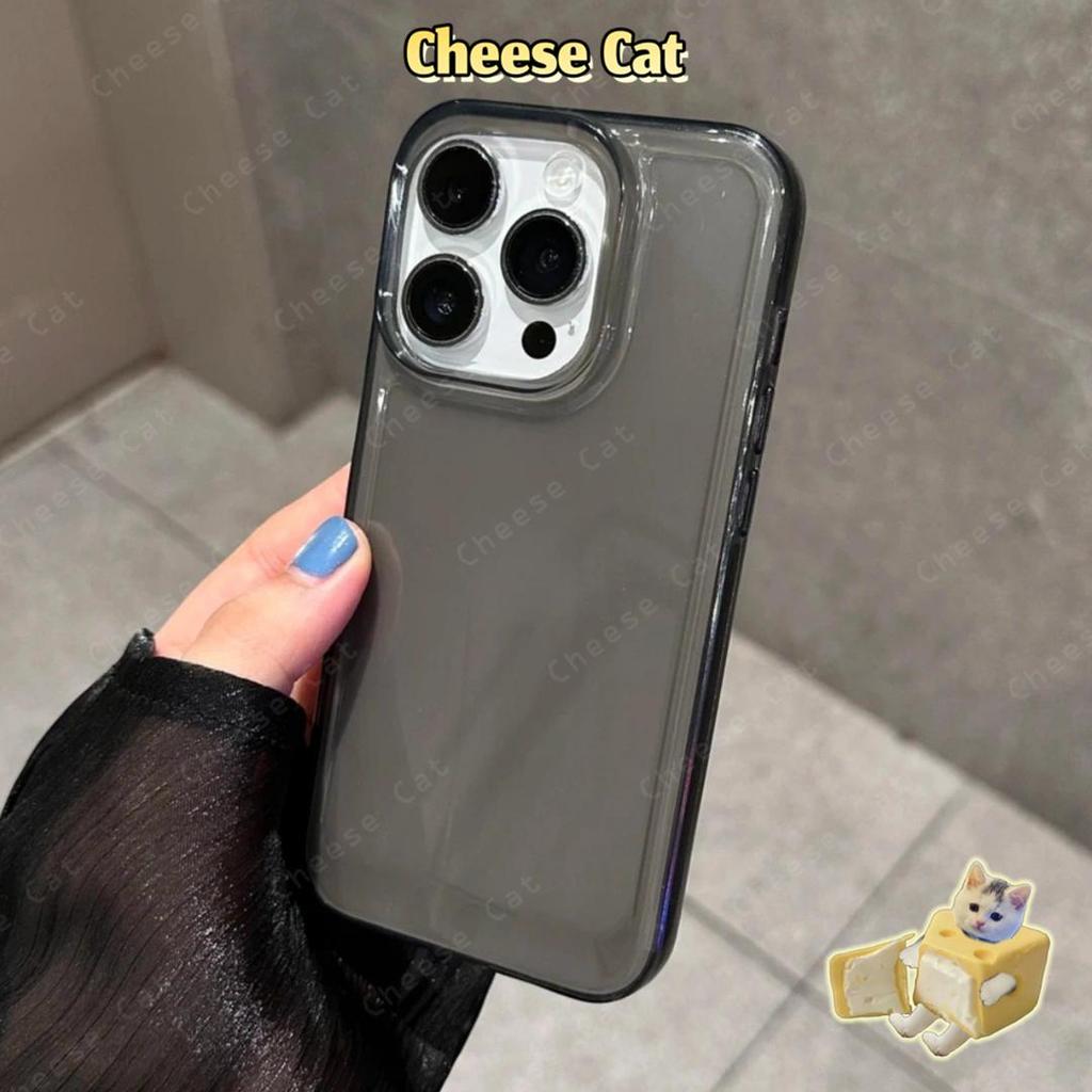 Ốp điện thoại trong suốt màu đen cho iPhone 13 14 15 12 11 16 17 Pro Max Xs Max XR 7 8 Plus