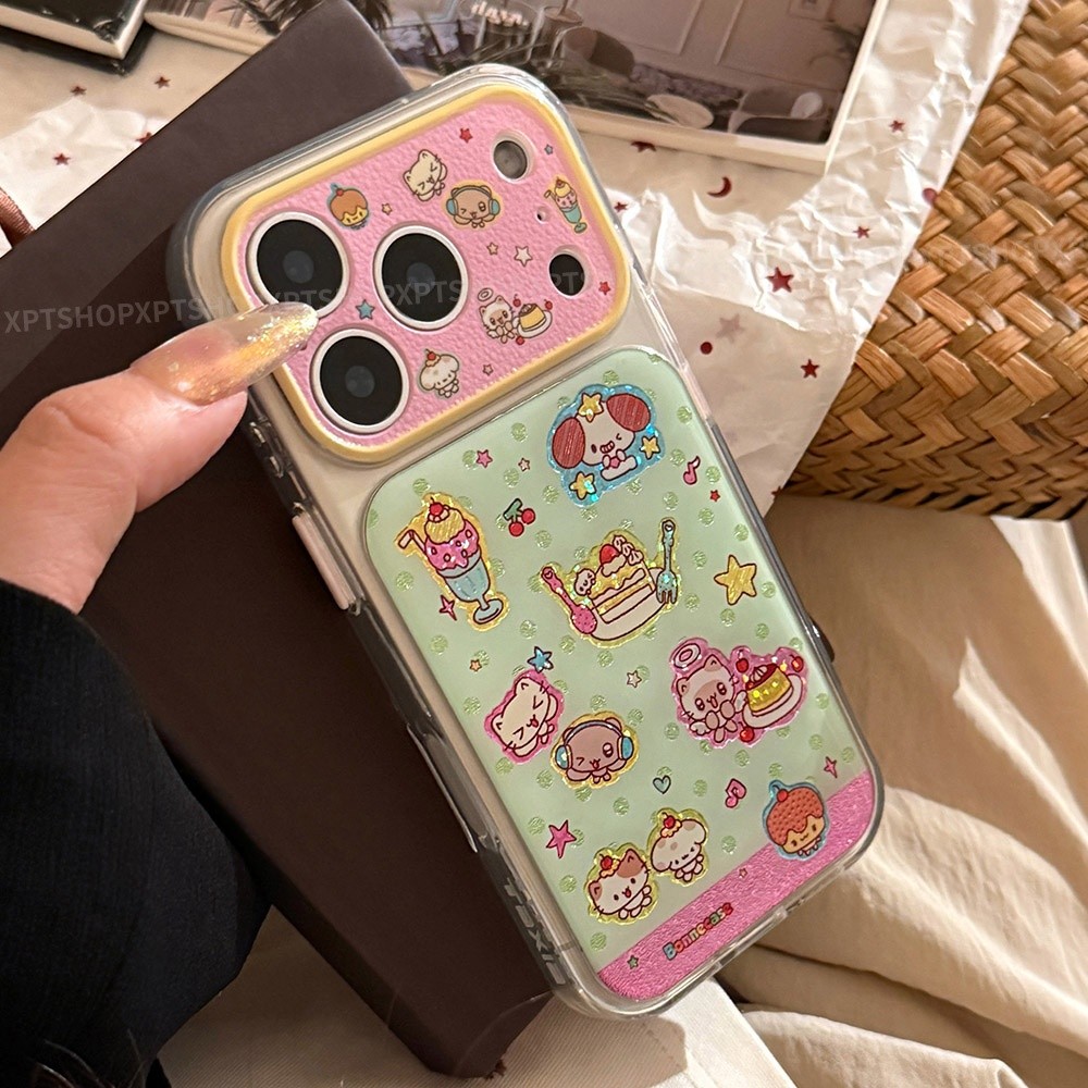 Ốp điện thoại mạ vàng hình chú chó mèo hoạt hình cho iPhone 17 Pro Max 16 15 14 Vỏ bảo vệ chống sốc