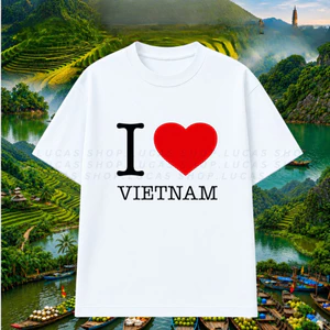 （Giao hàng 24h）Angela Áo Thun Việt Nam I LOVE VIETNAM In Hình Du Lịch Nam Nữ Unisex Cổ Tròn Chất Cotton Local Brand