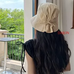 DARON Nữ Xô Mũ Mỏng Đơn Giản Có Thể Gập Lại Vải Mùa Hè Mũ Tấm Che Nắp Chống Tia Cực tím Chống Nắng Mũ Chống Nắng