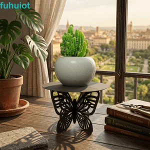 Giá trưng bày thực vật FUHUIOT, Giá đỡ bướm sắt bằng gỗ, Đồ trang trí để bàn Giá đỡ trang sức Khay trưng bày rỗng Trang trí chậu Sân