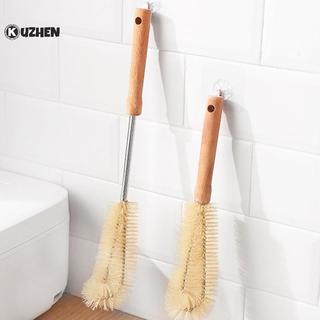 KUZHEN Bàn chải làm sạch chai tay cầm dài bằng gỗ Bàn chải làm sạch cốc Bàn chải làm sạch HOT