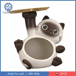 Tượng mèo dễ thương Hộp đựng chìa khóa Quà tặng trang trí Đĩa kẹo có khay đựng đồ