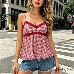 Camisoles dáng rộng cổ chữ V không tay kẻ sọc dành cho nữ hàng ngày