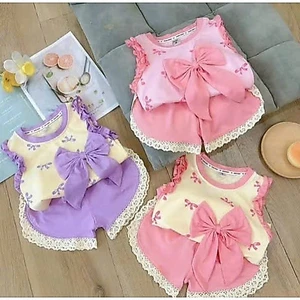 BỘ BA LỖ GẮN NƠ PHỐI REN CHO BÉ GÁI 6-18KG
