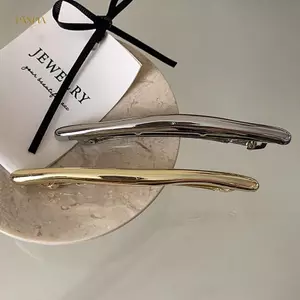 PNPIA- 11cm Một Từ Kẹp Tóc Nữ Kim Loại Dải Vàng Dài Barrettes Kẹp Tóc Vintage Kẹp Tóc Tự Động Mịn Mùa Xuân Kẹp Tóc Hairgrip
