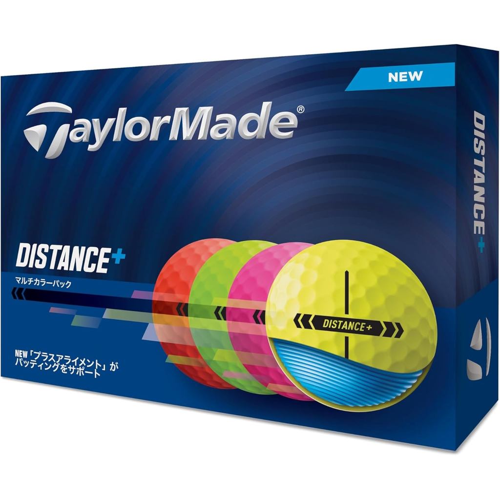 Bóng golf TaylorMade TMJ25 Distance+ mẫu 2025 – màu vàng, trắng và nhiều màu.