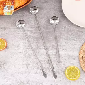 1 Chiếc Thìa Khuấy Tay Cầm Dài Bằng Thép Không Gỉ Sáng Tạo Kem Món Tráng Miệng Muỗng Cotail Cà Phê Trà Trộn Thìa Flatware ELWW
