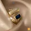 Đá Opal Thời Trang Vintage Cưới Mở Có Thể Điều Chỉnh Tem Nhẫn Bạc Cho Nữ Trang Sức Mới