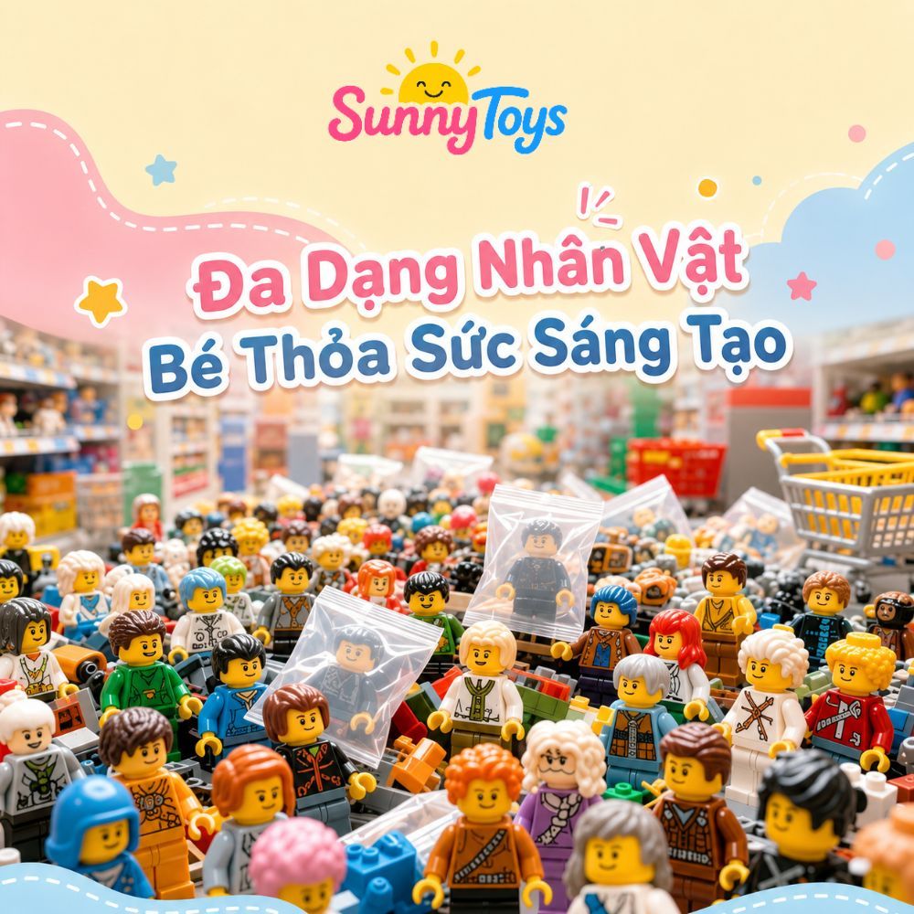 Set Nhân Vật Hoạt Hình Minecraft Lắp Ráp SunnyToys - Mô Hình Mini Phong Cách Khối Vuông Kèm Đế