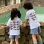 Phiên bản Hàn Quốc Phong cách mới (90-140) Áo thun ngắn tay in hình xe hơi Brother Sister Phong cách phương Tây