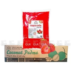 Thạch dừa Lotus DÂU bịch 1.5kg - topping trà, trà sữa