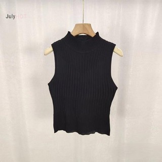 Áo vest dệt kim cổ cao nửa cổ, thiết kế thời trang