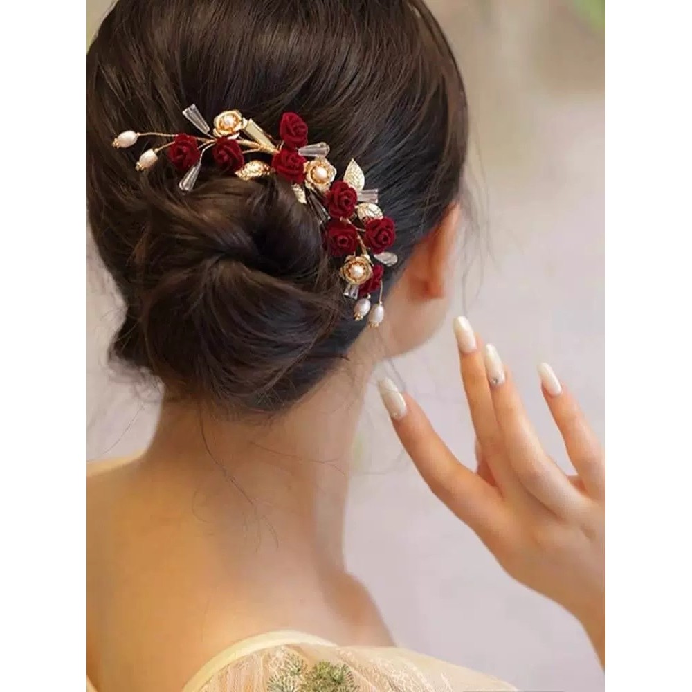 Mũ cô dâu đầu hoa phong cách cổ đại cho trẻ em - Phụ kiện tóc cưới