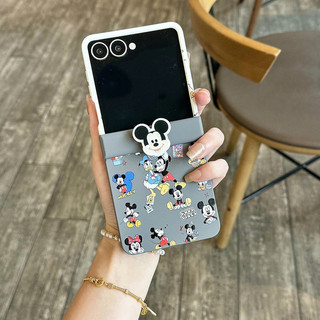 Ốp Điện Thoại Gấp Cho Samsung Galaxy Z Flip7 Flip6 Flip5 Flip4 Flip3 Đáng Yêu Màu Đen Mờ Vòng Tay Mickey Cứng tpu Vỏ Điện Thoại