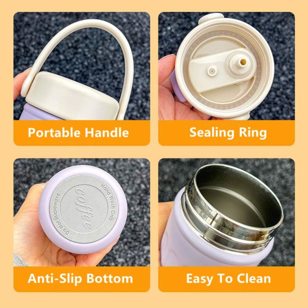 Cốc giữ nhiệt bằng thép không gỉ DELMER, Chai uống nước di động dung tích cao 500ml, cách nhiệt hoặc làm mát Cốc du lịch ống hút kép chống rò rỉ Văn phòng