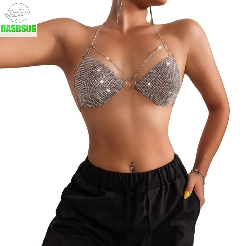 Bikini Halterneck Lấp Lánh Kim Cương Giả, Phù Hợp Đi Biển và Tiệc Tối