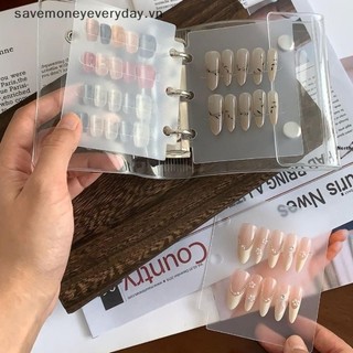 [savemoneyeveryday] Nail Art Piece Sách lưu trữ móng tay giả Khóa đôi 3 lỗ Thẻ Clip Bảng trưng bày Sách lưu trữ Album đơn giản DIY [vn]