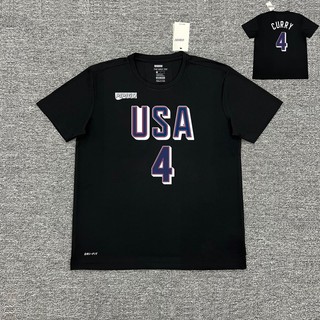 Bộ đồ tập bóng rổ American Dream Team USA với áo thun ngắn tay thoáng khí, phù hợp cho Curry, James và Edwards