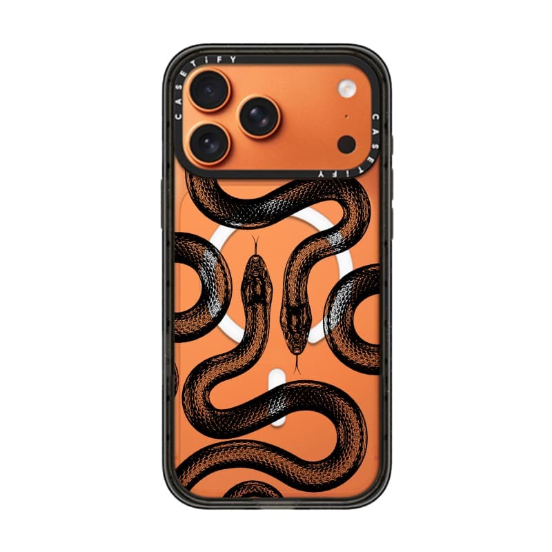 CASECASE X Black King Snake Case Black Edge Clear Hard Từ Hút Tác Động Dành Cho Apple IPhone 12 13 14 15 16 17 Pro Max Air Plus Có Hộp