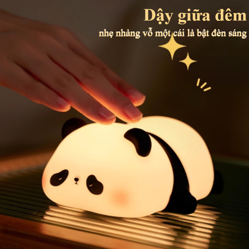 Đèn Ngủ Gấu Trúc, Chất Liệu Silicon Mềm Mại, Điều Chỉnh Độ Sáng, Ánh Sáng Mờ An Toàn,Quà Tặng Cho Bé