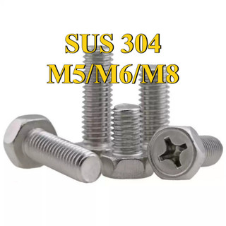 Bulong lục giác ngoài inox 304, ốc inox  lục giác ngoài Bu lông vít M5 / M6 / M8 * L8-100mm [LXY-CB-1]