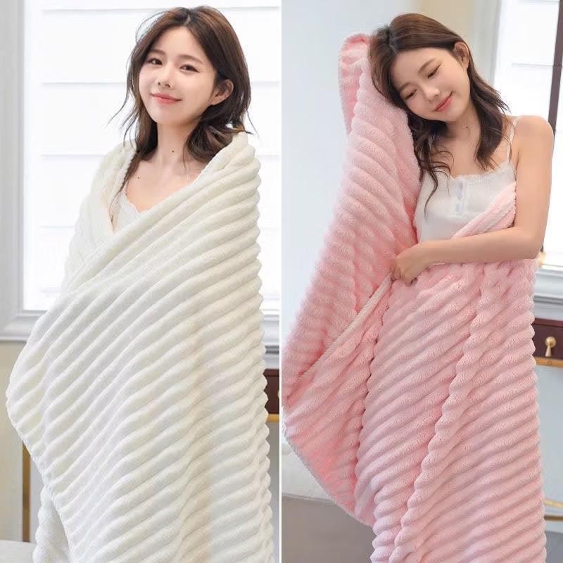 [Combo 2 Cái ] 1 Khăn Tắm & 1 Khăn Gội Khăn Ủ Tóc Thấm Hút Tốt Khăn Lau Tóc Chất Liệu Mềm Mịn kícḣ Thước 70cm x 140cm &