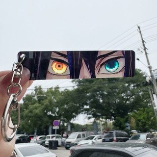 Demon Slayer Keychain Rengoku Kyoujurou Kimetsu Keyring No Yaiba Shining Eyes Double Sided Backpack Pendants Students