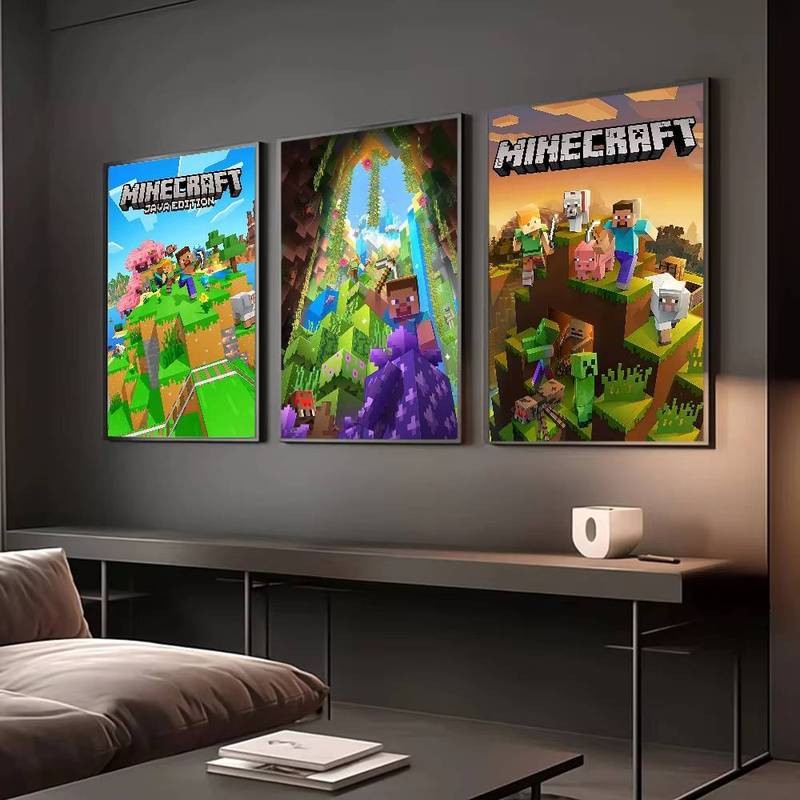 3D Minecraft Retro Kraft Dán Tường Phòng Cafe Thanh Nghệ Thuật Trang Trí Treo Tường