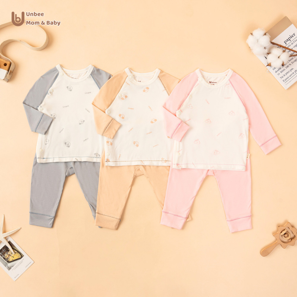 Bộ quần áo sơ sinh cho bé Unbee cài sườn chất modal mềm mịn thoáng mát - bộ sơ sinh bé trai bé gái