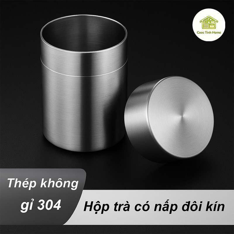 Hũ Inox Đựng Bột,Trà, Cà Phê, Ngũ Cốc,Nắp 2 Lớp Kín Khí, Chống Ánh Nắng & Mùi, Bảo Quản Đa Năng Tiện Lợi