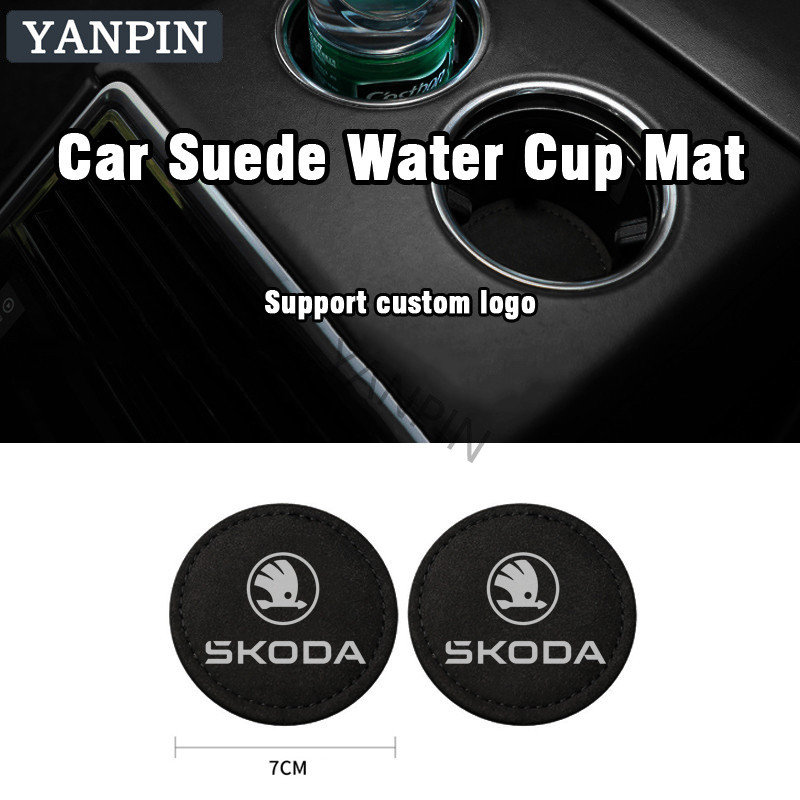Thảm lót cốc da lộn ô tô Skoda Kodiaq Octavia Tuyệt vời Fabia Rapid Yeti Scala Kamiq