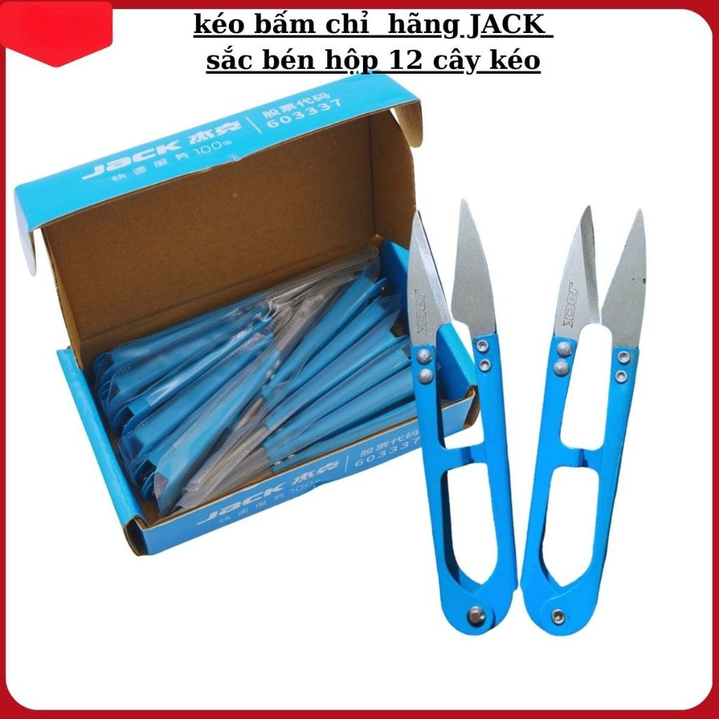 Hộp 12 Cây Kéo Bấm Chỉ May Hãng JACK - Kéo Bấm Tiện Dụng, Sắc Bén, Giá Tốt