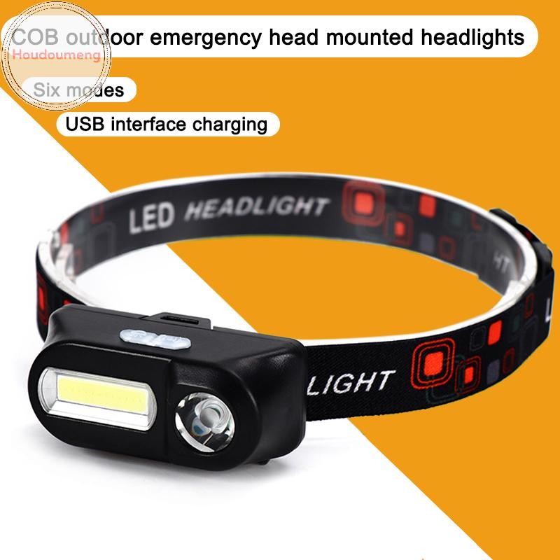 Cổng Usb đa chức năng Hodou Đèn pha có thể sạc lại Cob Đèn pin khẩn cấp ngoài trời Đèn câu cá VN