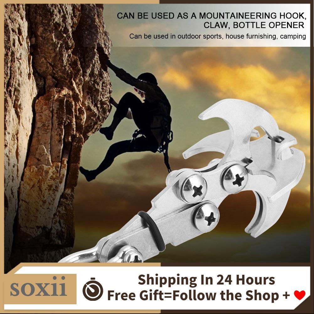 Soxii Gravity Grappling Hook Survival Carabiner Công cụ leo trèo có thể gập lại ngoài trời