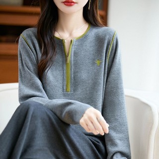 Áo len dệt kim tay dài nữ, style Hàn Quốc đơn giản cho thu đông