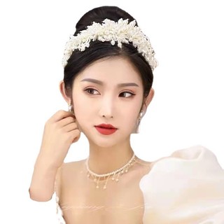 Phụ kiện tóc đính cườm ngọc trai, dây buộc tóc dành cho bữa tiệc nữ