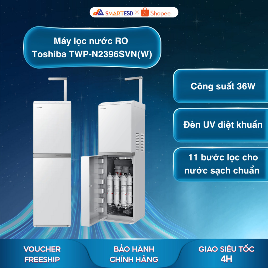 [Shopee Lắp đặt 0Đ HCM/HN] Máy lọc nước RO Toshiba TWP-N2396SVN(W) - Bảo hành chính hãng 24 tháng