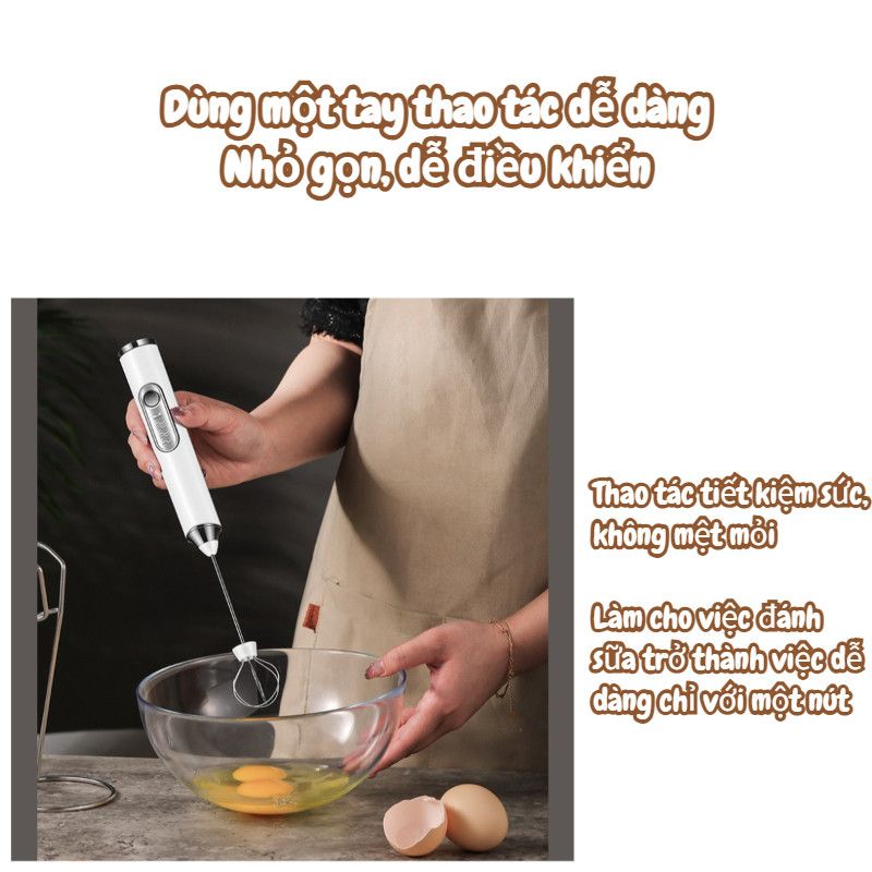 Máy tạo bọt sữa cà phê và máy đánh trứng Chất liệu inox 304 3 cấp điều chỉnh Kiểu sạc qua cổng USB