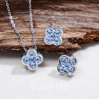 Châu Âu Mỹ ins Phong Cách Mới Đỏ Corundum Bông Tai Cỏ Bốn Lá Nữ