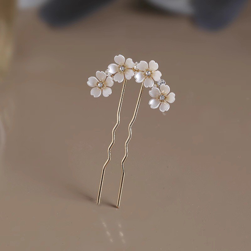Kẹp tóc Mori phong cách Trung Hoa, retro với ngọc trai và sóng hoa, đơn giản và thời thượng