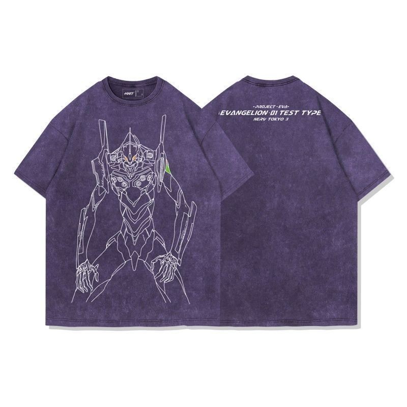 Áo thun Anime Nhật Bản Neon Genesis Evangelion phiên bản máy đầu tiên, làm từ bông nguyên chất