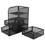 GETVOW Máy Tính Để Bàn Tổ Chức, Kim Loại Đen Để Bàn Tổ Chức, Hộp Đựng Bút Dây Lưới 3 Ngăn Kéo Đa Năng Văn Phòng Bàn Tổ Chức Cho Văn Phòng