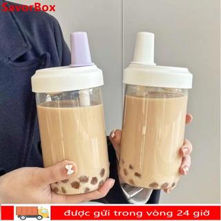 Cốc Rơm SAVORBOX, Bình Nước Trong Suốt Bằng Nhựa, Đồ Uống Ấm Siêu Tốc Nhựa Dung Tích Lớn Sữa