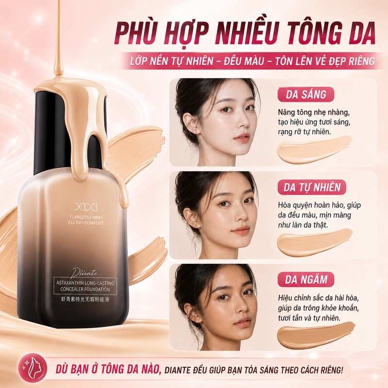 XIXI Kem Nền Lỏng Mỏng Nhẹ Che Phủ Tốt Kiềm Dầu Lâu Trôi Tự Nhiên Không Mốc Cho Da Dầu Mụn D906
