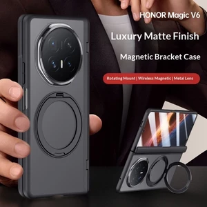 Ốp điện thoại chống sốc mờ từ tính 360° Chân đế xoay & Tấm bảo vệ màn hình tích hợp cho Honor Magic V6